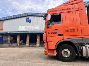 Fork Truck Direct lorry outside of Hills Prospect during a delivery.