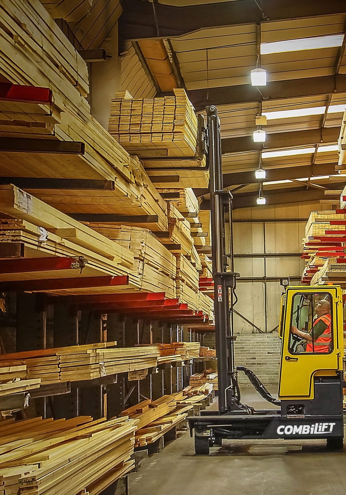 Combilift C4000 multi-directional forklift in use (warehousing & timber)